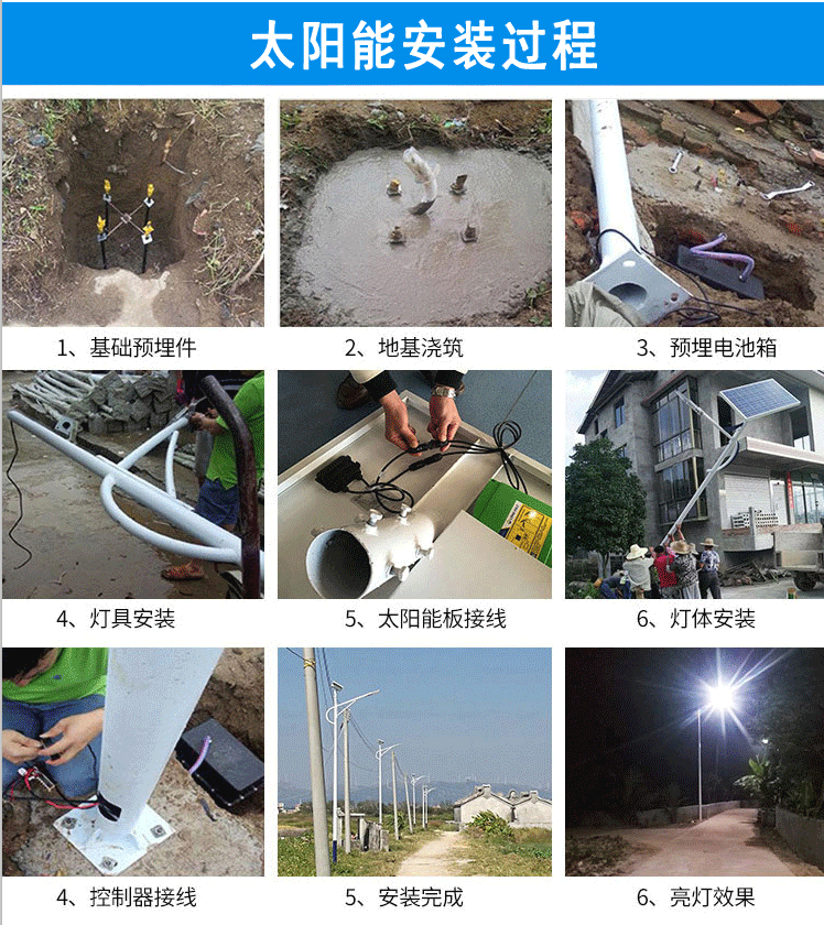 太陽(yáng)能路燈安裝步驟